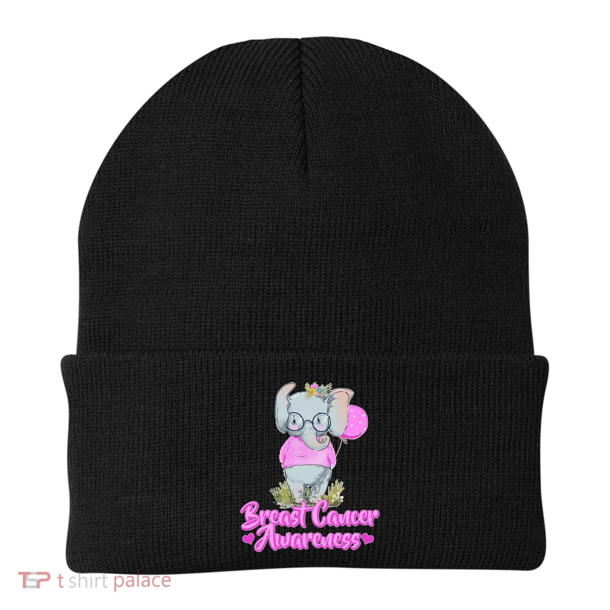 Cute Pink Elephant Breast Cancer Awareness Beanie