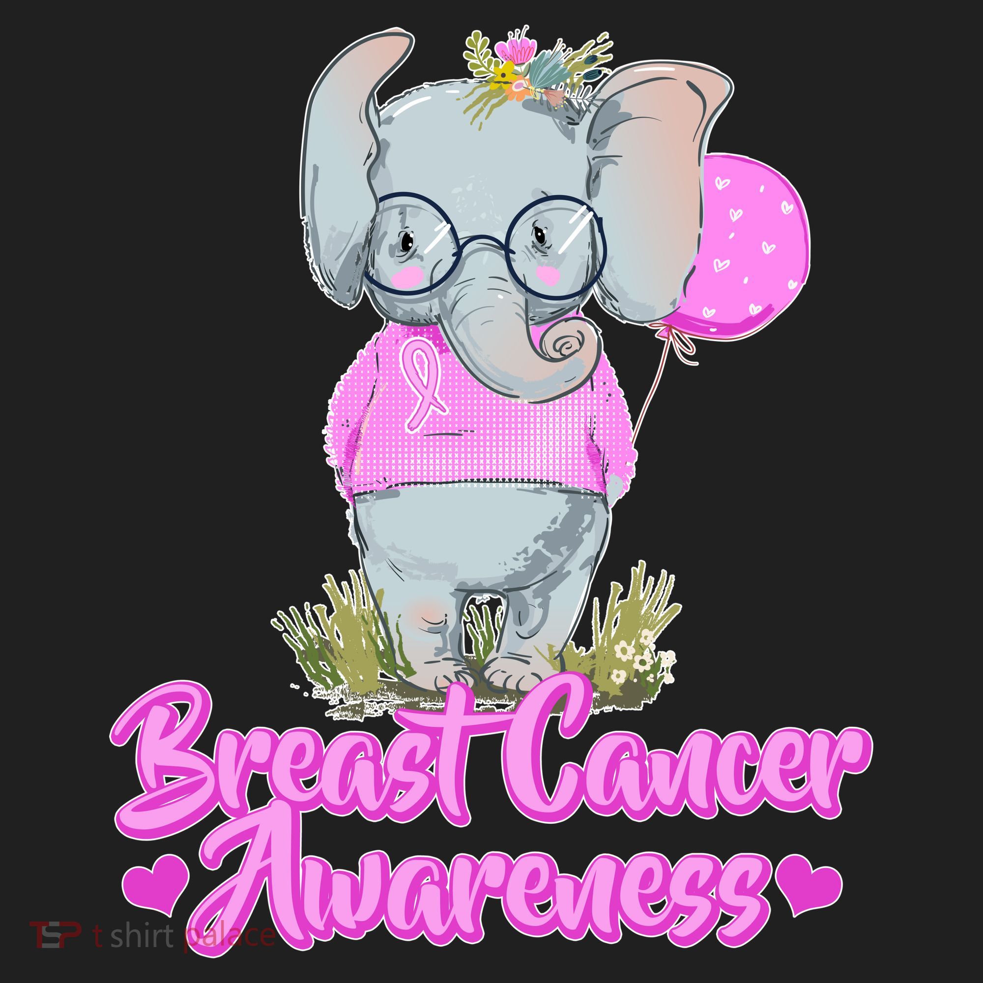 Cute Pink Elephant Breast Cancer Awareness Beanie