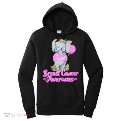Cute Pink Elephant Breast Cancer Awareness Women's Hoodie