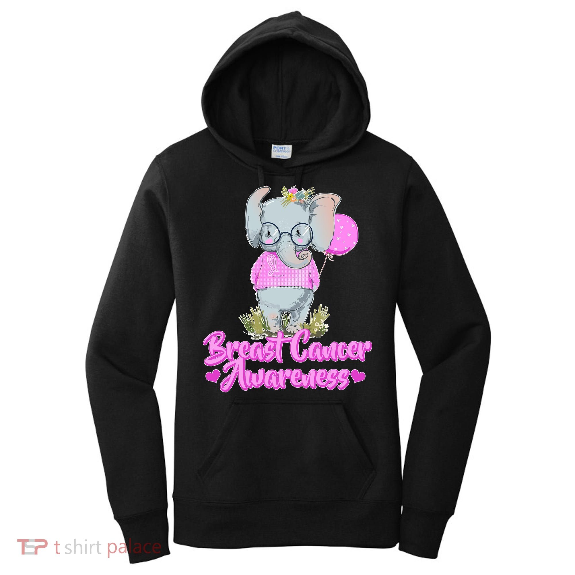 Cute Pink Elephant Breast Cancer Awareness Women's Hoodie