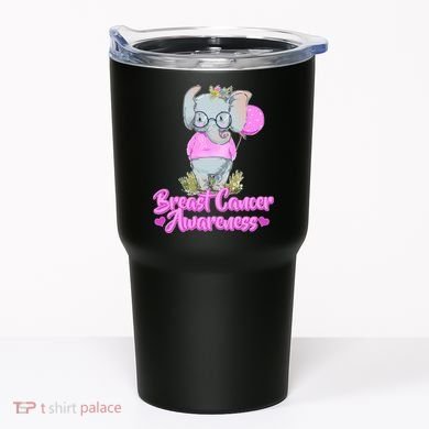Cute Pink Elephant Breast Cancer Awareness Tumbler