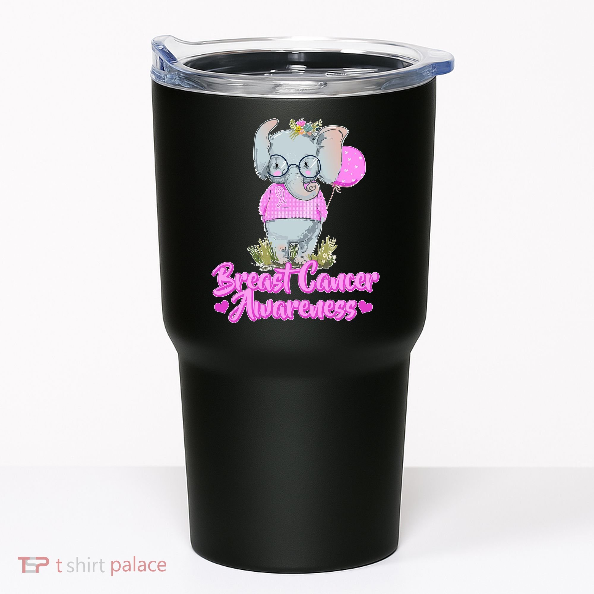 Cute Pink Elephant Breast Cancer Awareness Tumbler