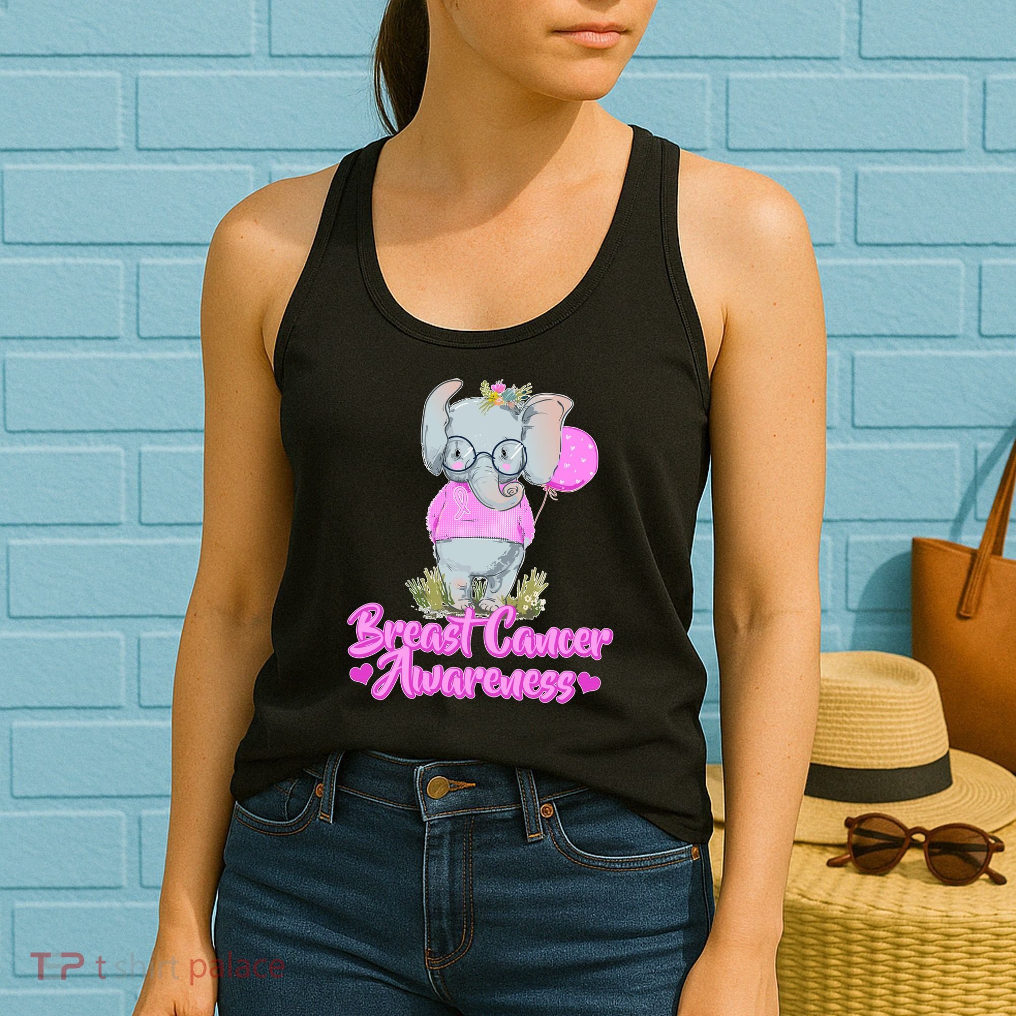 Cute Pink Elephant Breast Cancer Awareness Women's Tank Top