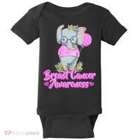 Cute Pink Elephant Breast Cancer Awareness Baby Bodysuit thumb 0