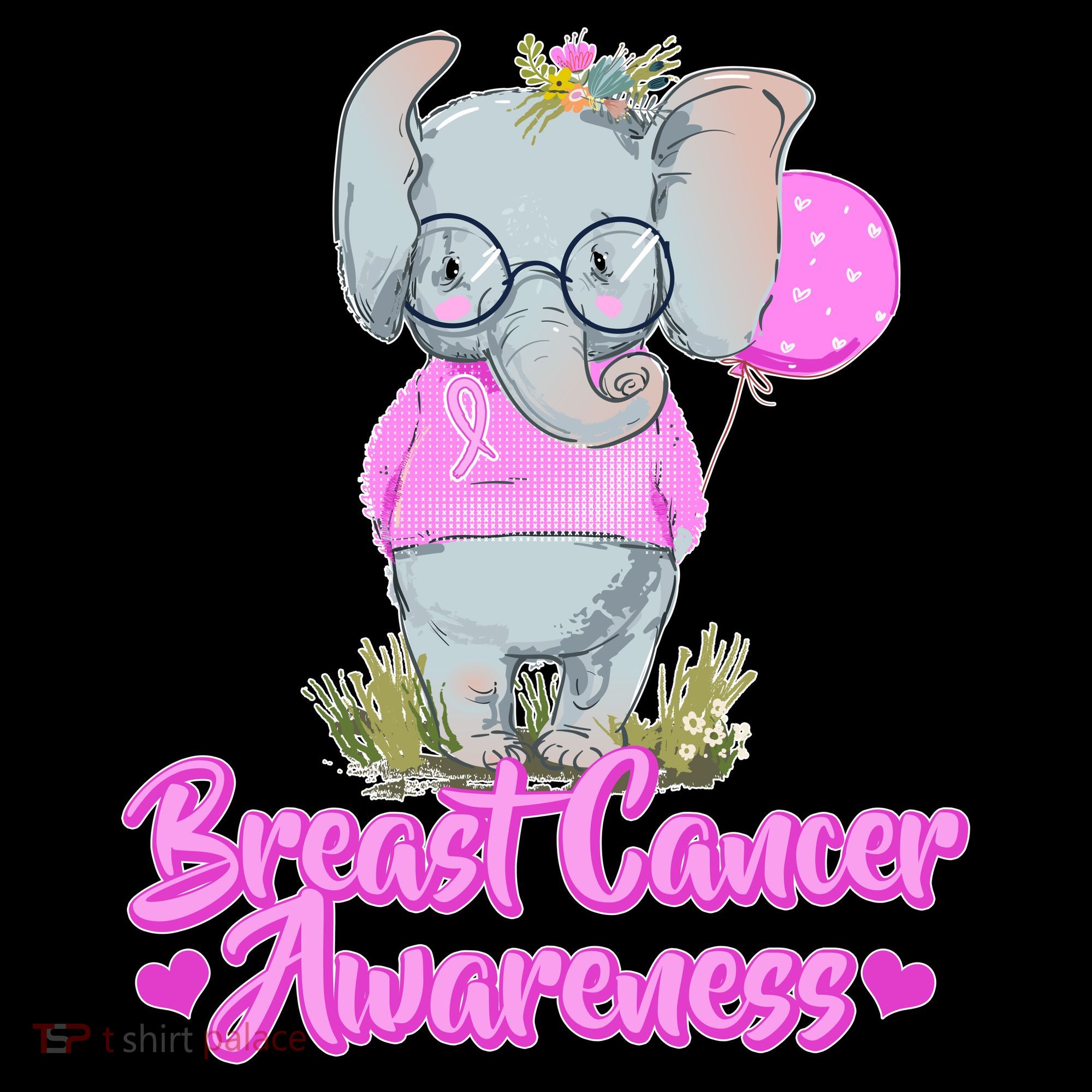 Cute Pink Elephant Breast Cancer Awareness Baby Bodysuit