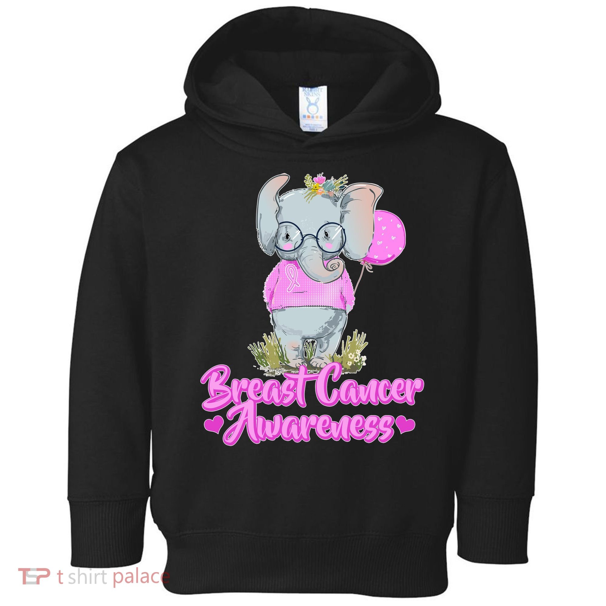 Cute Pink Elephant Breast Cancer Awareness Toddler Hoodie