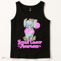 Cute Pink Elephant Breast Cancer Awareness Tank Top thumb 2