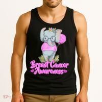 Cute Pink Elephant Breast Cancer Awareness Tank Top thumb 3