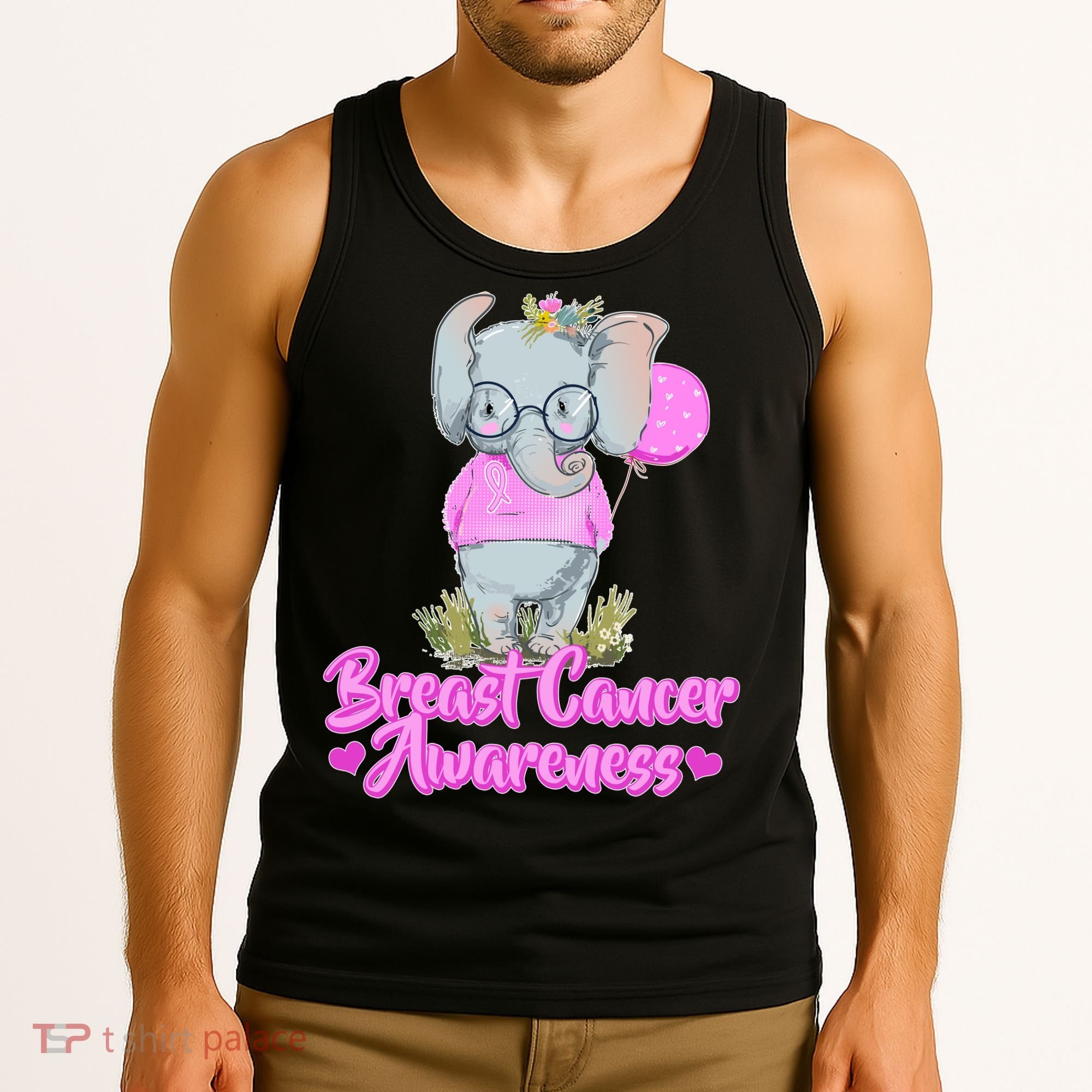 Cute Pink Elephant Breast Cancer Awareness Tank Top
