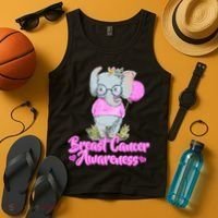 Cute Pink Elephant Breast Cancer Awareness Tank Top thumb 4