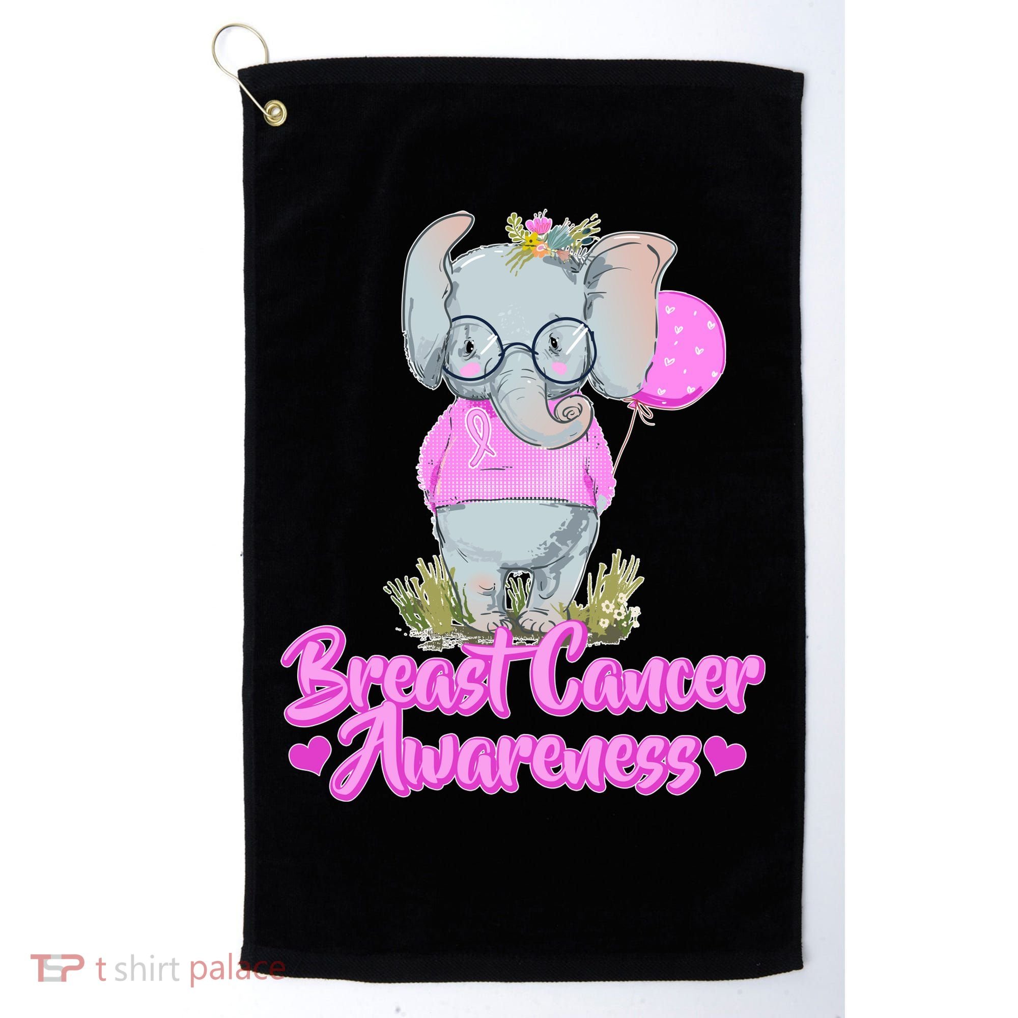 Cute Pink Elephant Breast Cancer Awareness Golf Towel