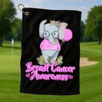 Cute Pink Elephant Breast Cancer Awareness Golf Towel thumb 1