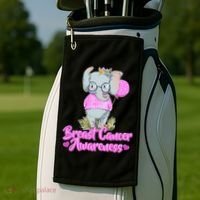 Cute Pink Elephant Breast Cancer Awareness Golf Towel thumb 2