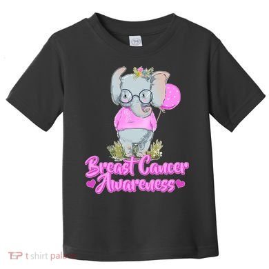 Cute Pink Elephant Breast Cancer Awareness Toddler T-Shirt