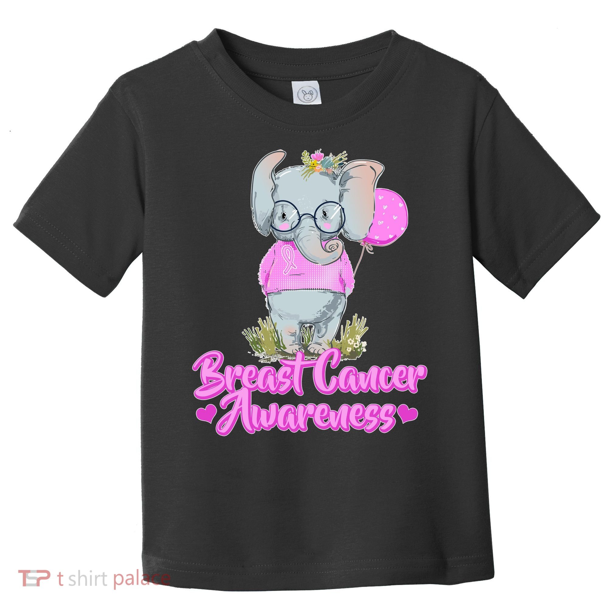 Cute Pink Elephant Breast Cancer Awareness Toddler T-Shirt