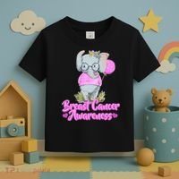 Cute Pink Elephant Breast Cancer Awareness Toddler T-Shirt thumb 3