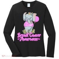 Cute Pink Elephant Breast Cancer Awareness Women's Long Sleeve Shirt thumb 0