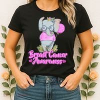 Cute Pink Elephant Breast Cancer Awareness Women's T-Shirt thumb 2