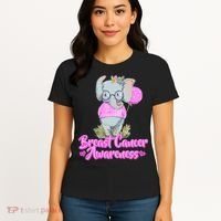 Cute Pink Elephant Breast Cancer Awareness Women's T-Shirt thumb 4
