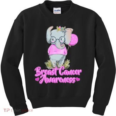 Cute Pink Elephant Breast Cancer Awareness Kids Sweatshirt
