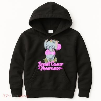 Cute Pink Elephant Breast Cancer Awareness Kids Hoodie