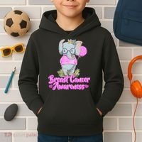 Cute Pink Elephant Breast Cancer Awareness Kids Hoodie thumb 2