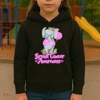 Cute Pink Elephant Breast Cancer Awareness Kids Hoodie thumb 3