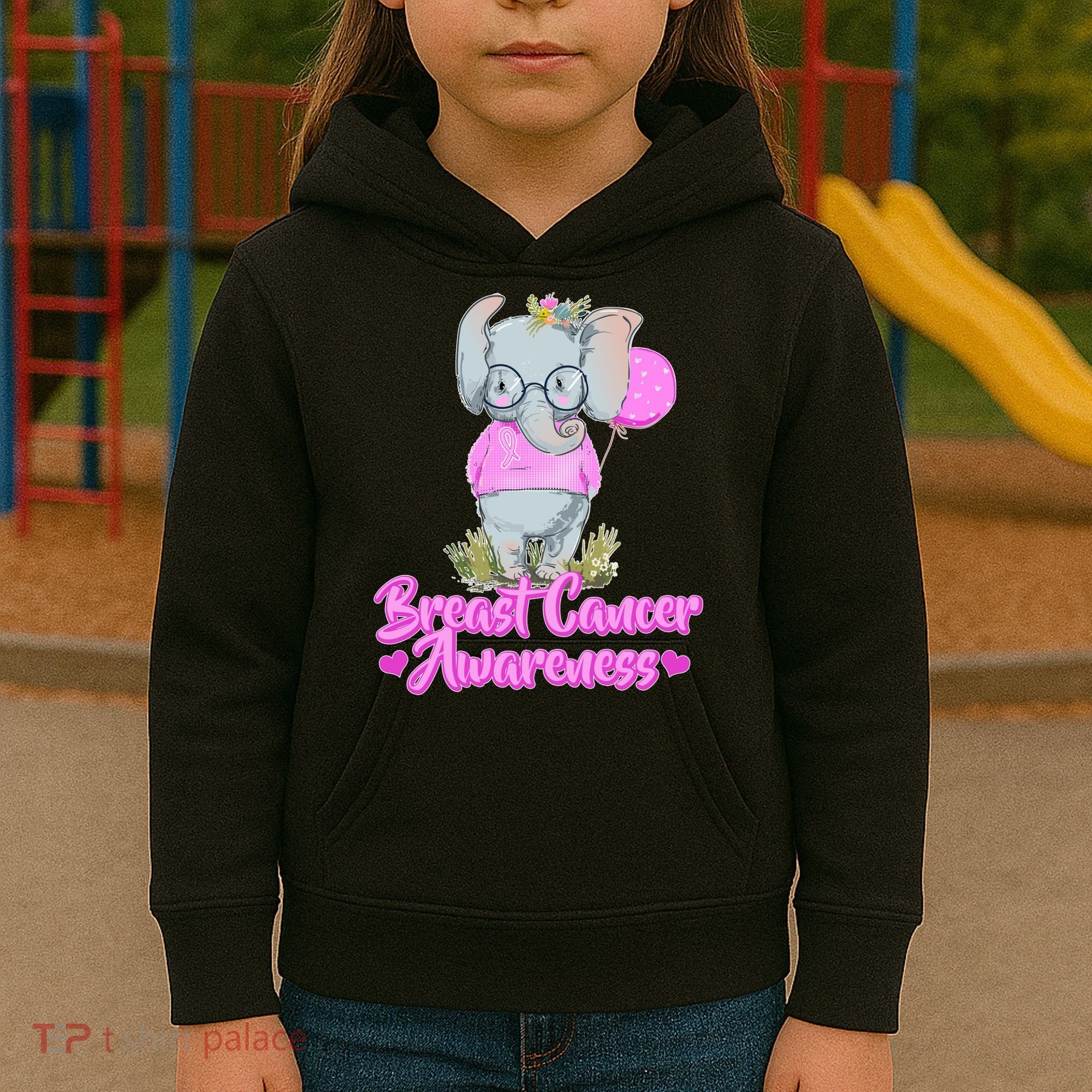 Cute Pink Elephant Breast Cancer Awareness Kids Hoodie