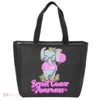 Cute Pink Elephant Breast Cancer Awareness Tote Bag thumb 0