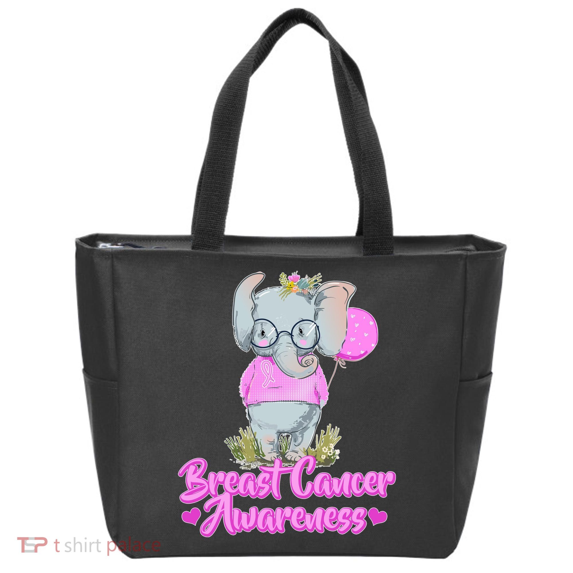 Cute Pink Elephant Breast Cancer Awareness Tote Bag