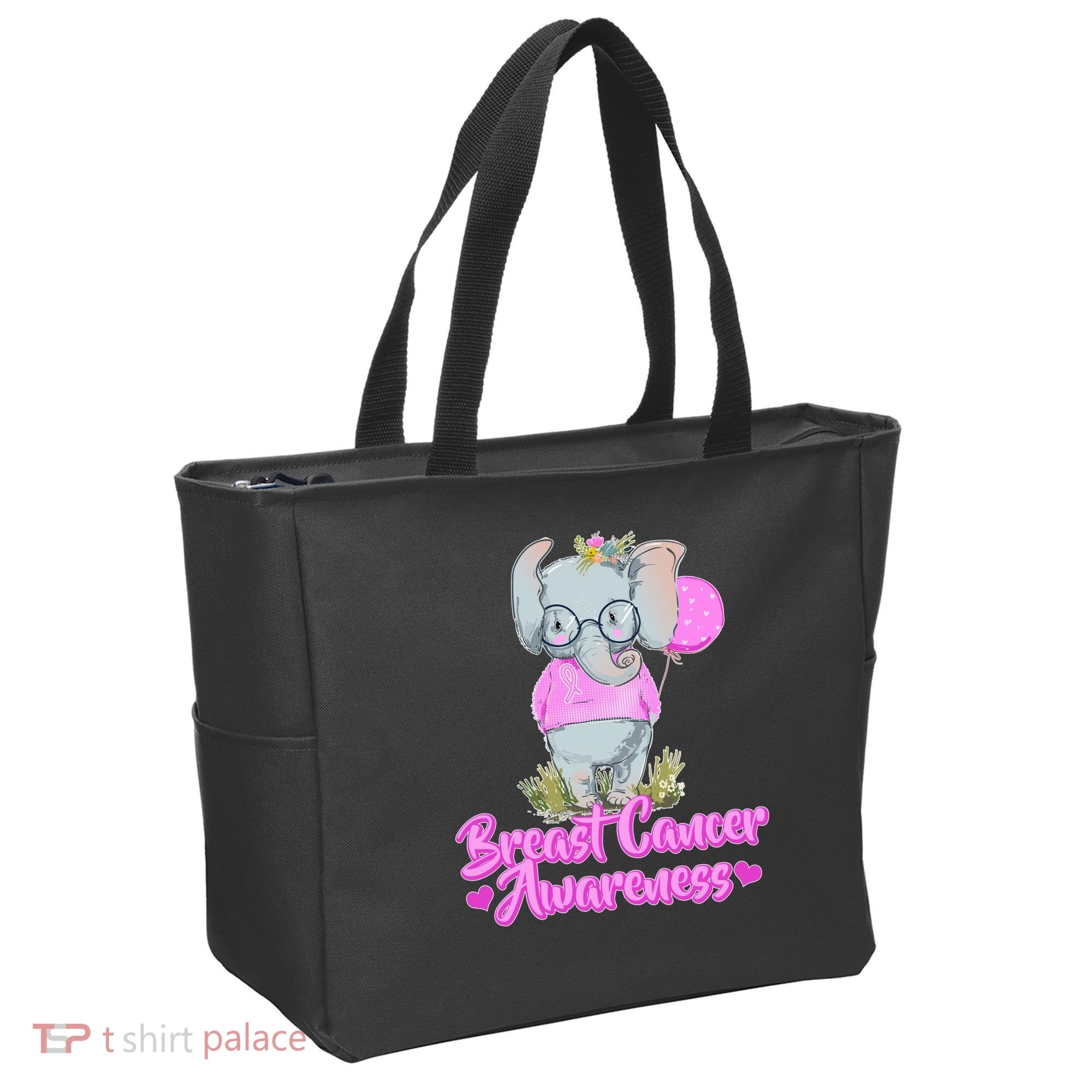 Cute Pink Elephant Breast Cancer Awareness Tote Bag