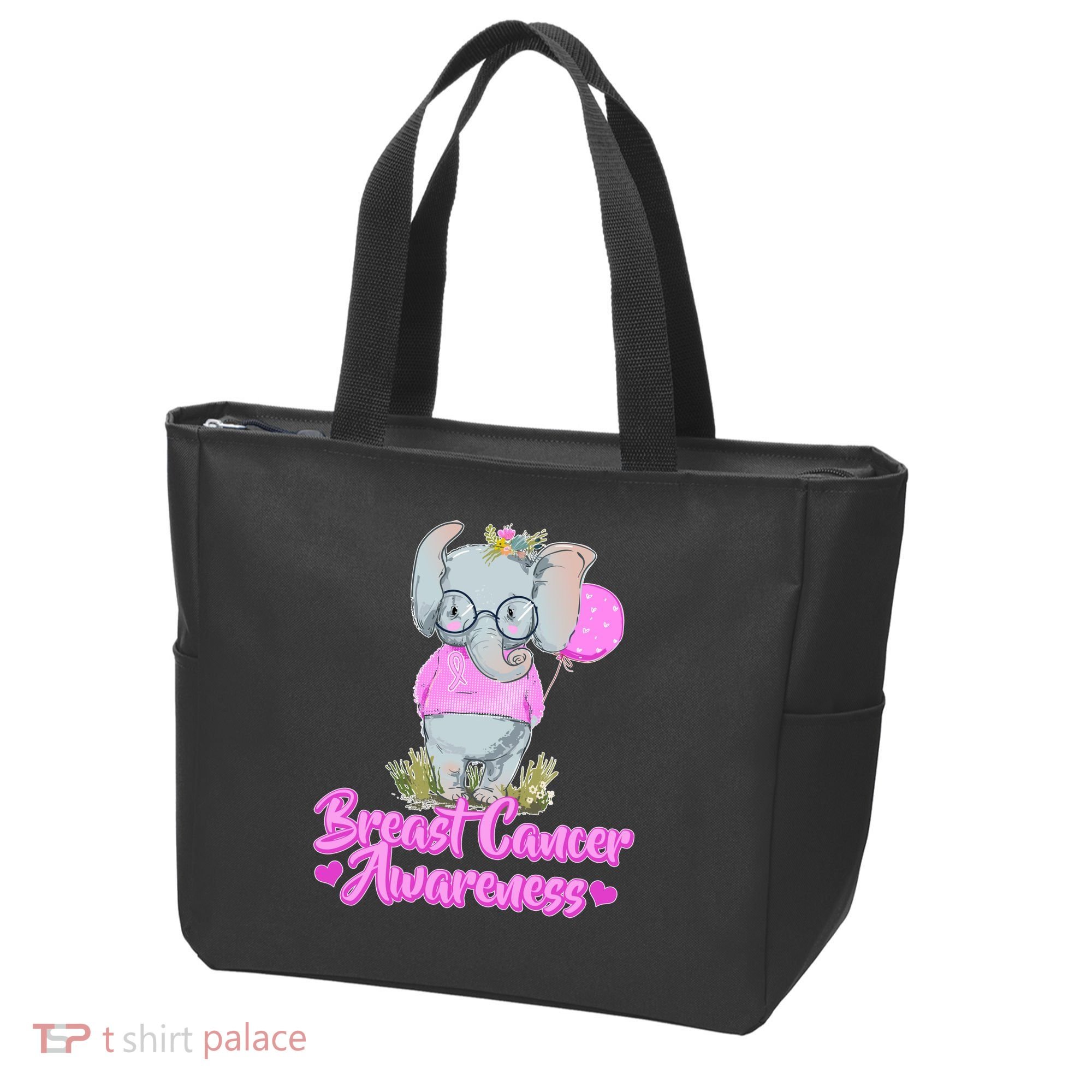 Cute Pink Elephant Breast Cancer Awareness Tote Bag