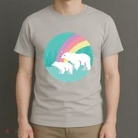 Cute Polar Bears Rainbow T-Shirt thumb 3