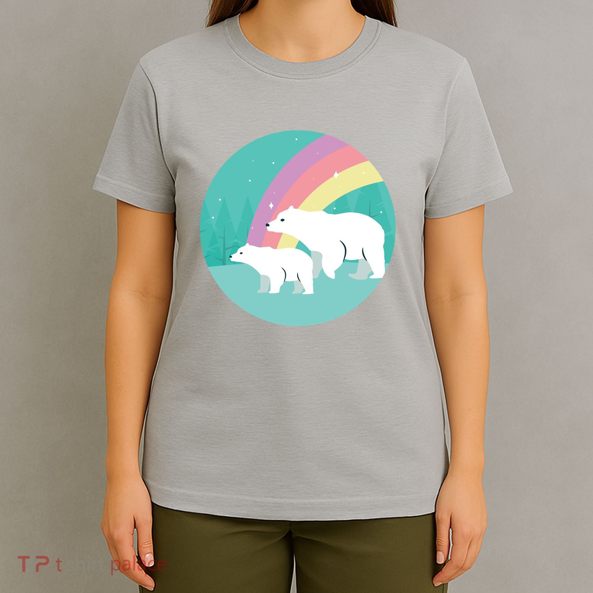 Cute Polar Bears Rainbow T-Shirt