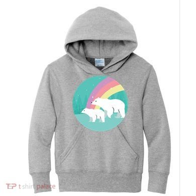 Cute Polar Bears Rainbow Kids Hoodie