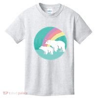 Cute Polar Bears Rainbow Kids T-Shirt thumb 0