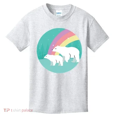 Cute Polar Bears Rainbow Kids T-Shirt
