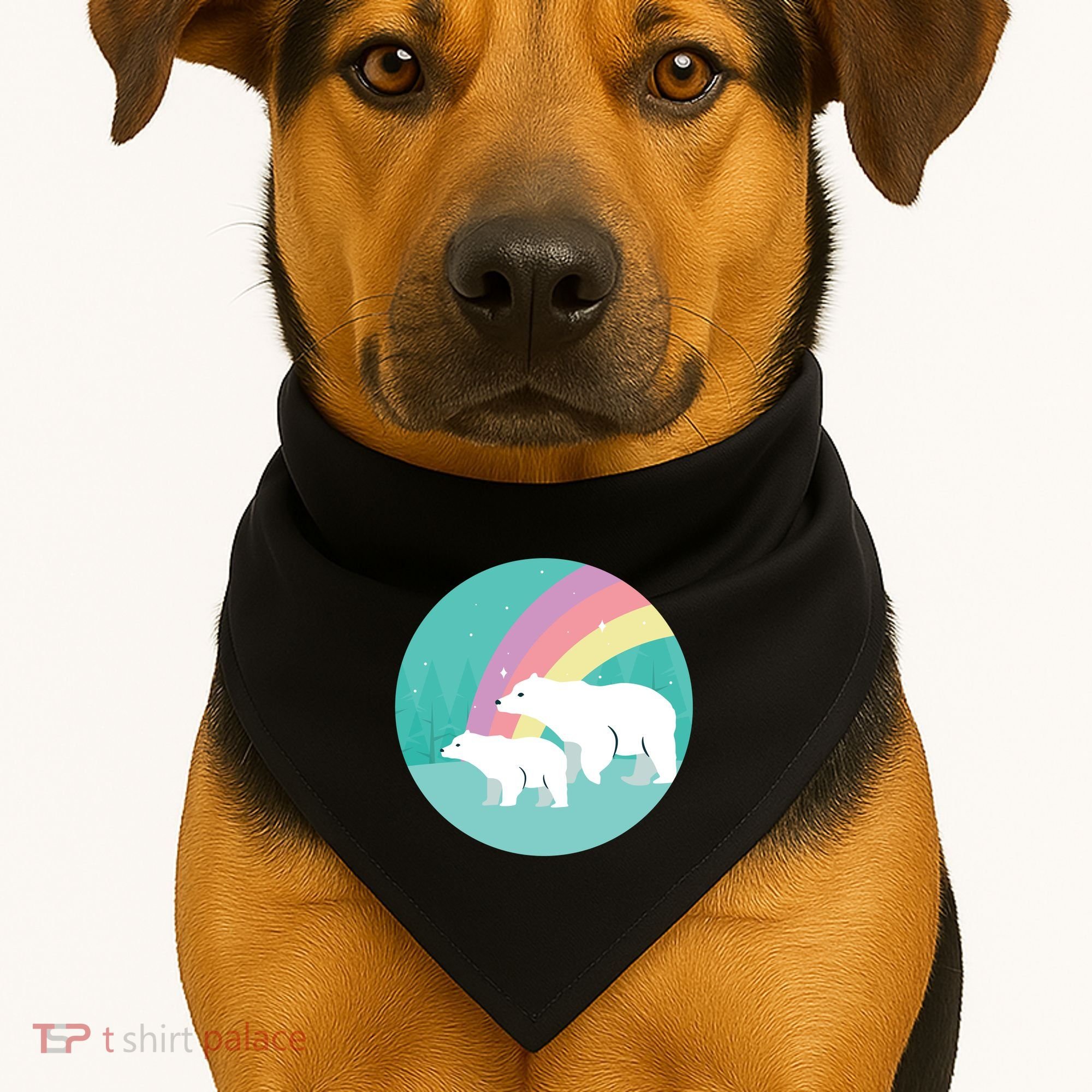Cute Polar Bears Rainbow USA-Made Doggie Bandana