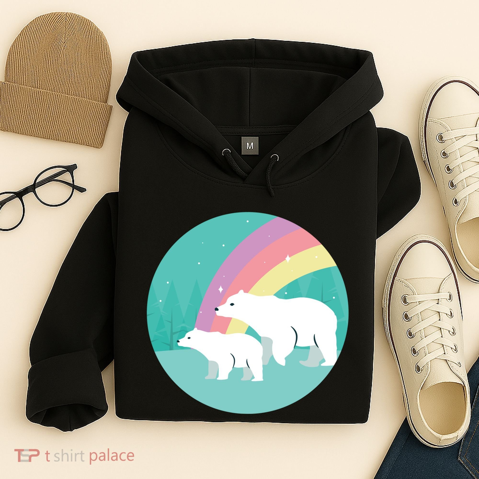 Cute Polar Bears Rainbow Hoodie