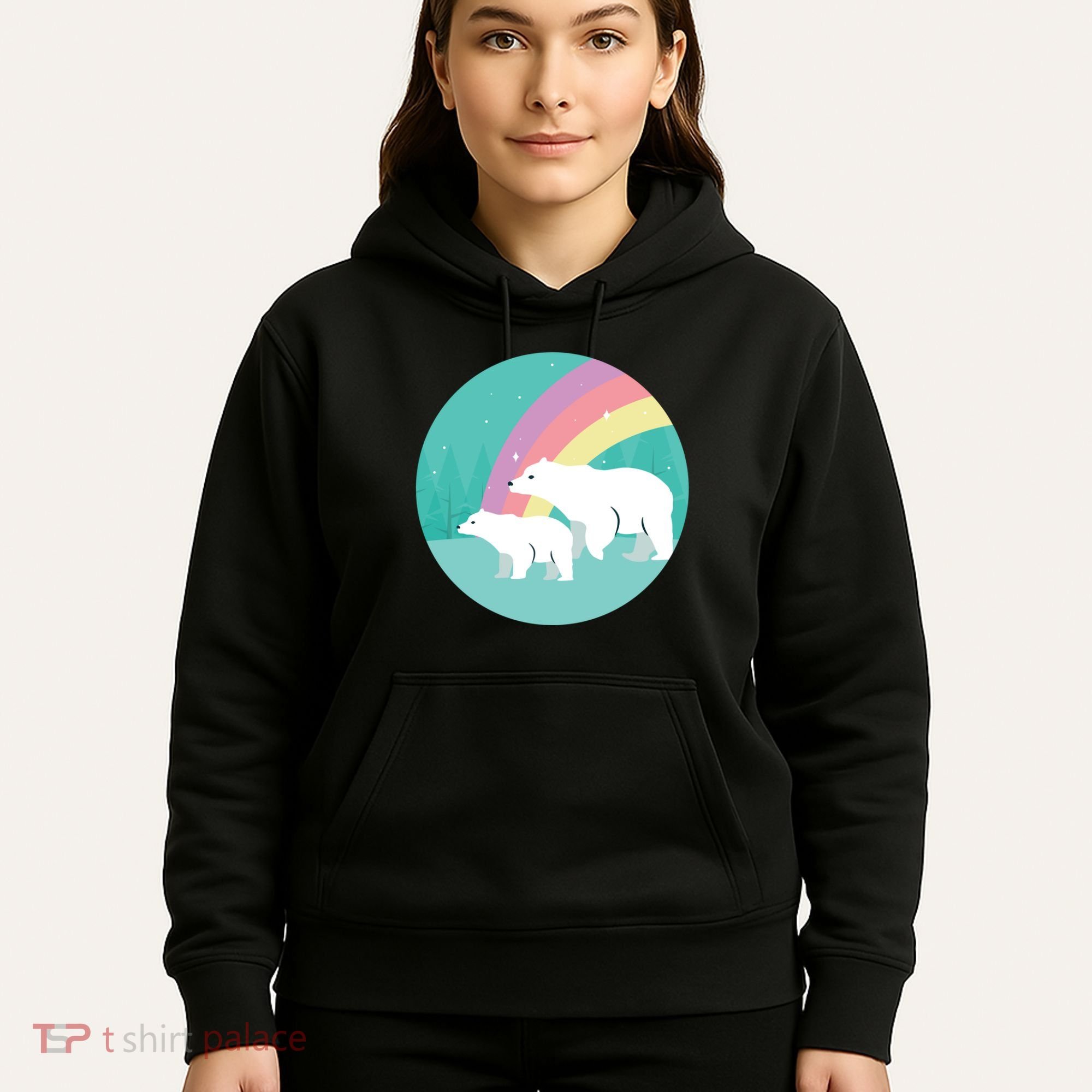 Cute Polar Bears Rainbow Hoodie