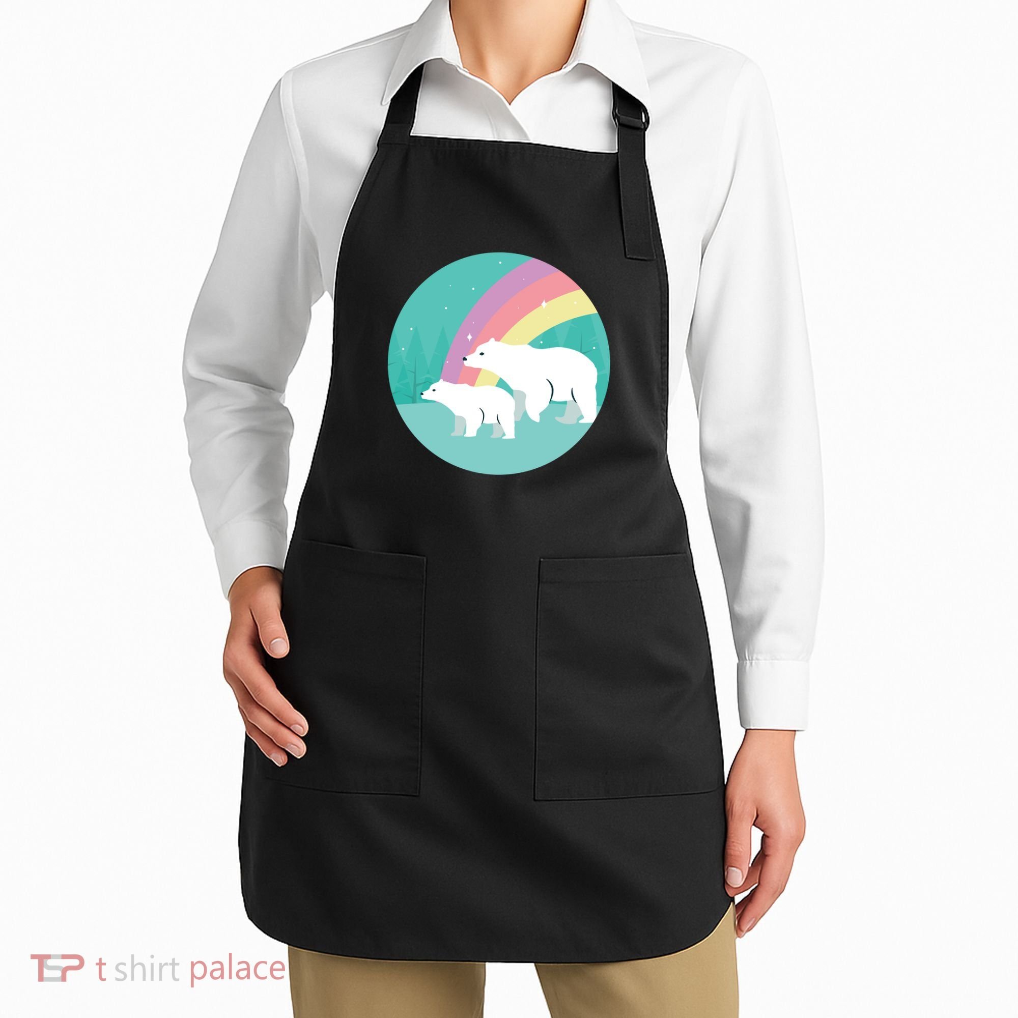 Cute Polar Bears Rainbow Apron