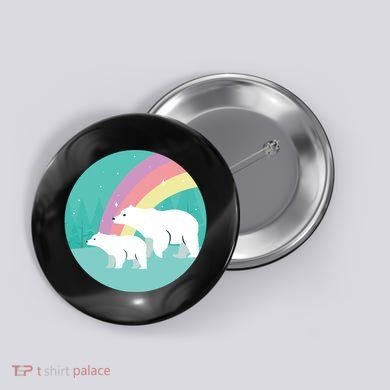 Cute Polar Bears Rainbow Button