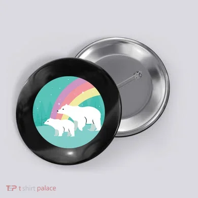 Cute Polar Bears Rainbow Button