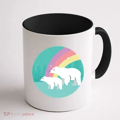 Cute Polar Bears Rainbow Coffee Mug back