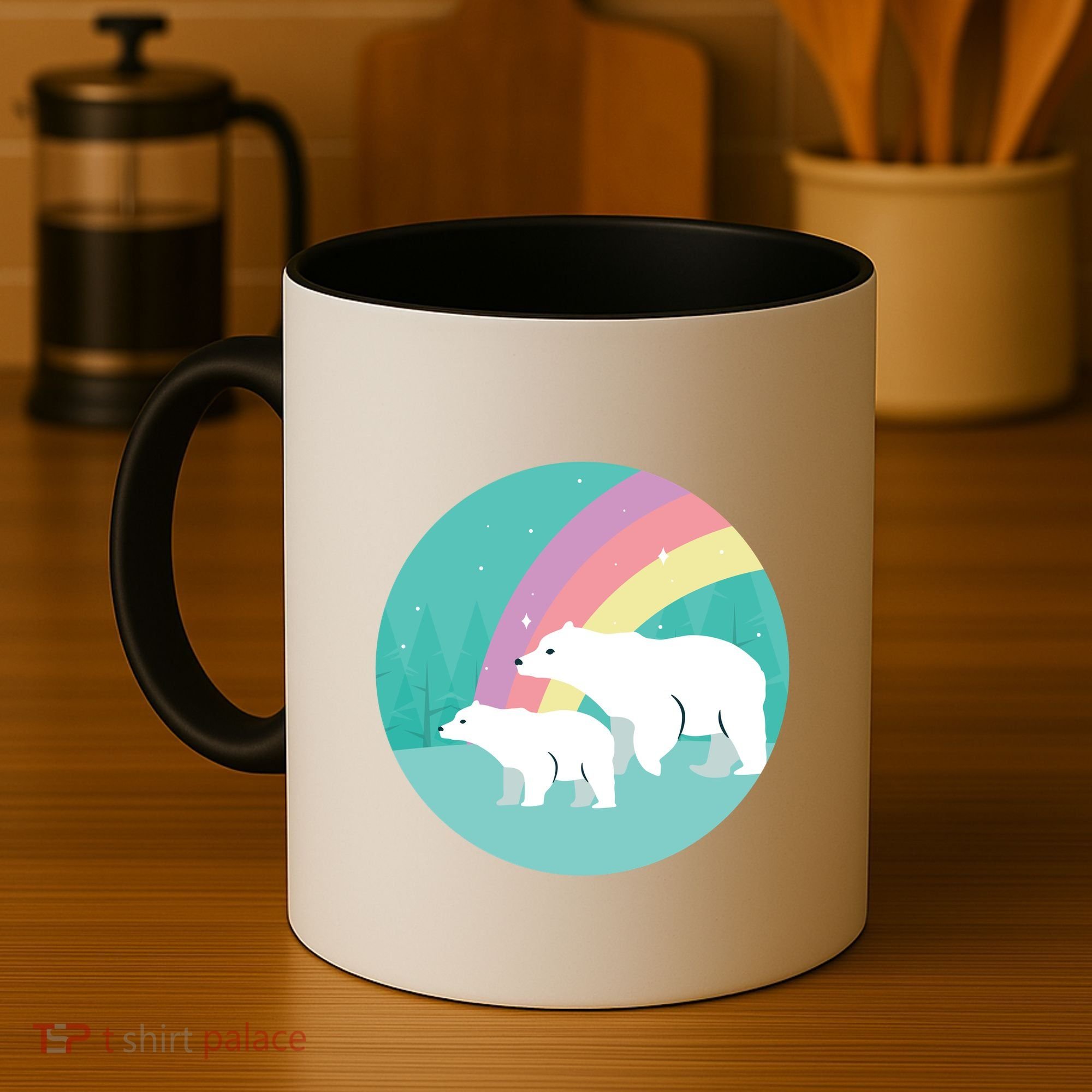 Cute Polar Bears Rainbow Coffee Mug
