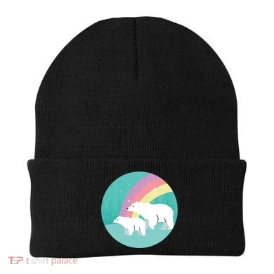 Cute Polar Bears Rainbow Beanie