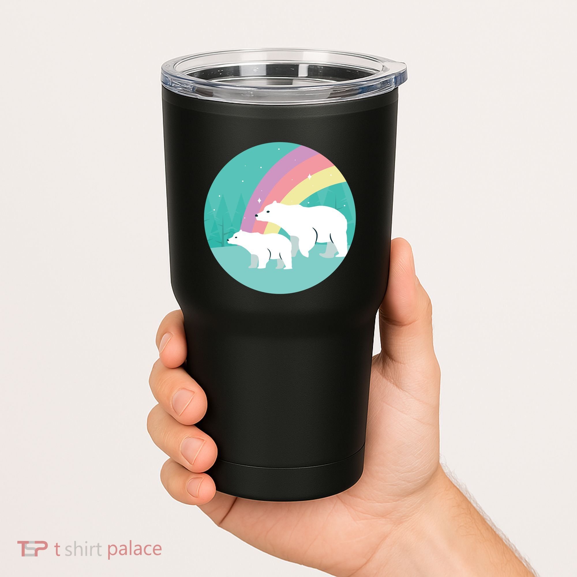 Cute Polar Bears Rainbow Tumbler