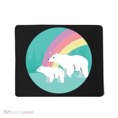 Cute Polar Bears Rainbow Mousepad