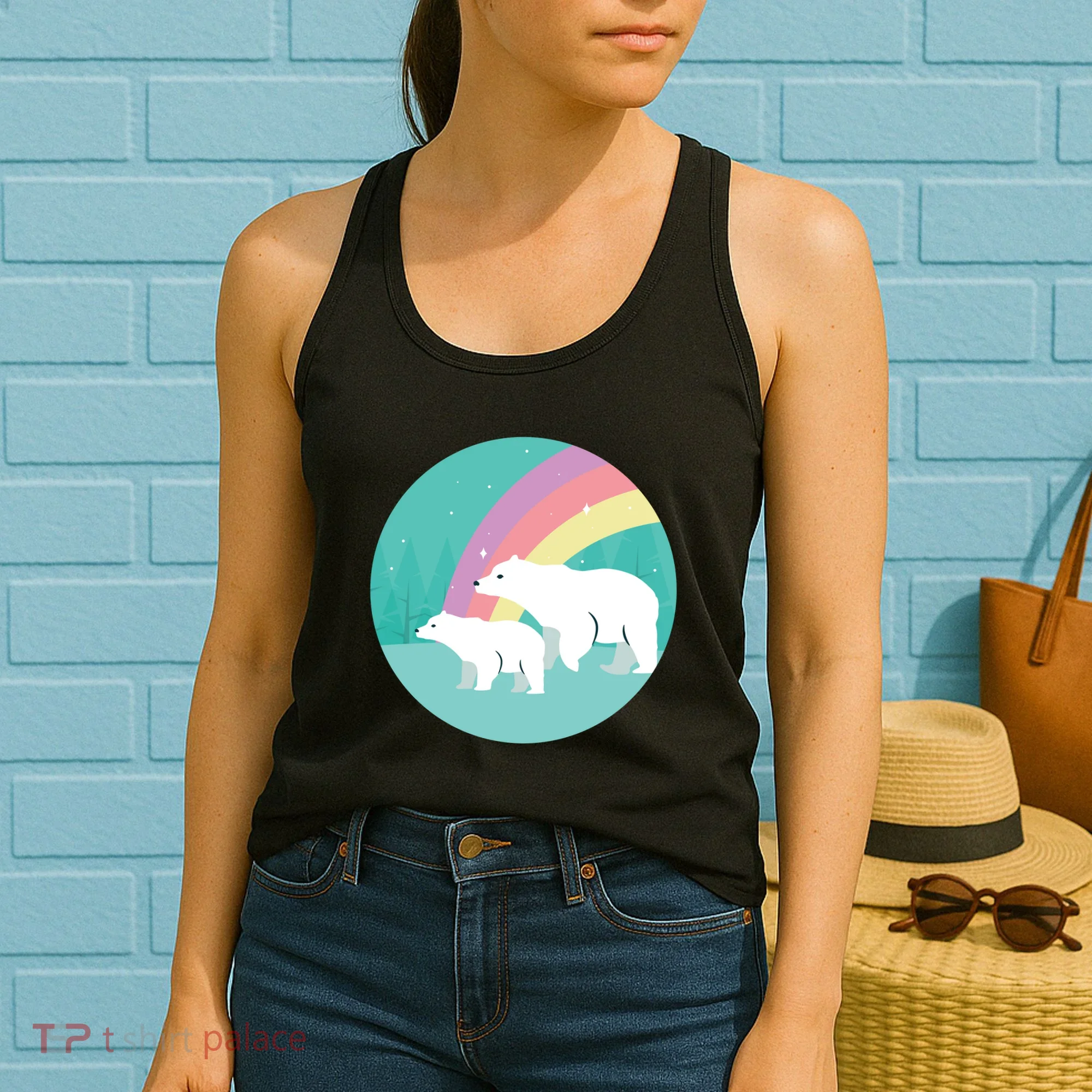Cute Polar Bears Rainbow Women's Tank Top