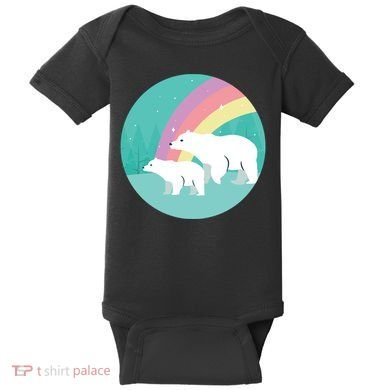 Cute Polar Bears Rainbow Baby Bodysuit